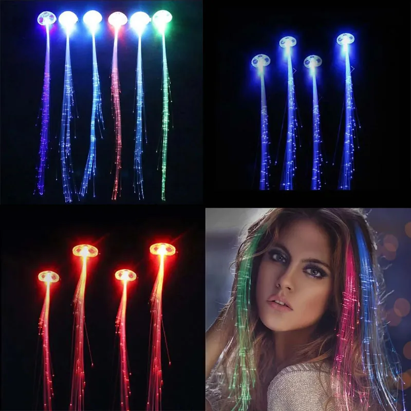 60pcs Hair Light Christmas Decorations LED Headband Hairlights Halloween Glowing Braid Clip Birthday Flash  Wedding