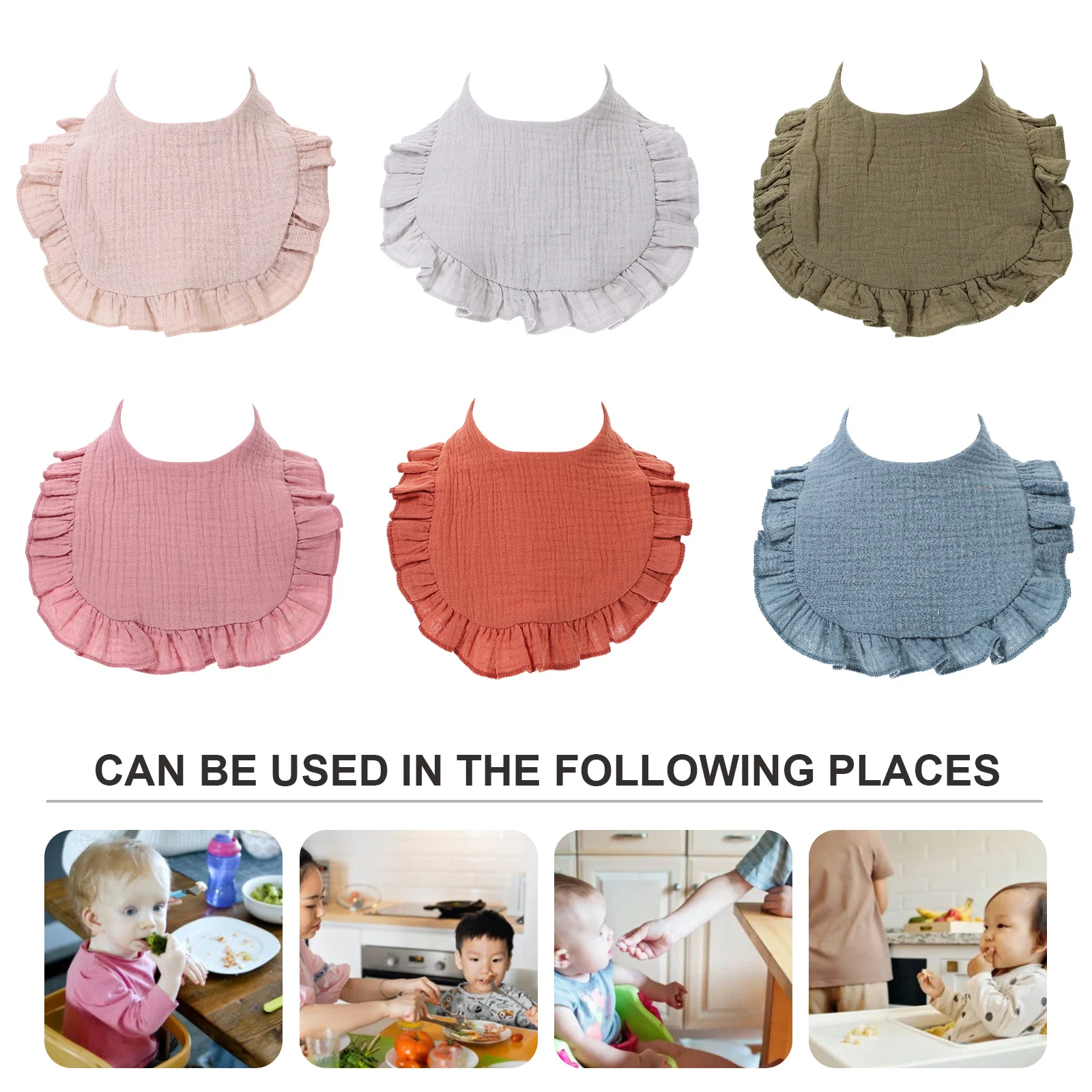 

6Pcs Baby Bib Set Skin-Friendly Drool Towels Washable Burp Cloths for Eating Spills Protection Toddler Feeding Supplies