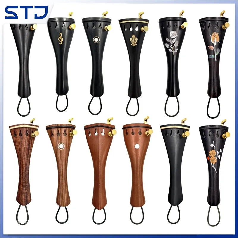 4/4 Tailpieces 1pcs Violin parts Fiddle, jujube wood/ebony wood/rosewood Tail Piece With Fine Tuners+Nylon Tailgut Tailcord