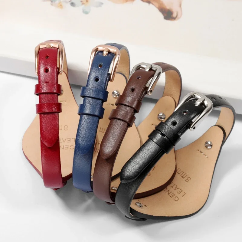 For Fossil Soft Genuine Leather 8mm Watchbands Es3077es2830es3262es3060 with Stand Base Women Multicolor with Tool Watch Strap