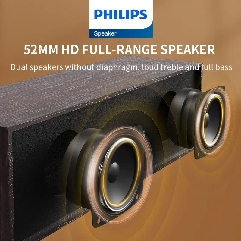 Original Philips SPA3609 Speaker Wireless Bluetooth 5.3 Convenient Voice Box HiFi Stereo Bass Game Audio and Video Loudspeaker