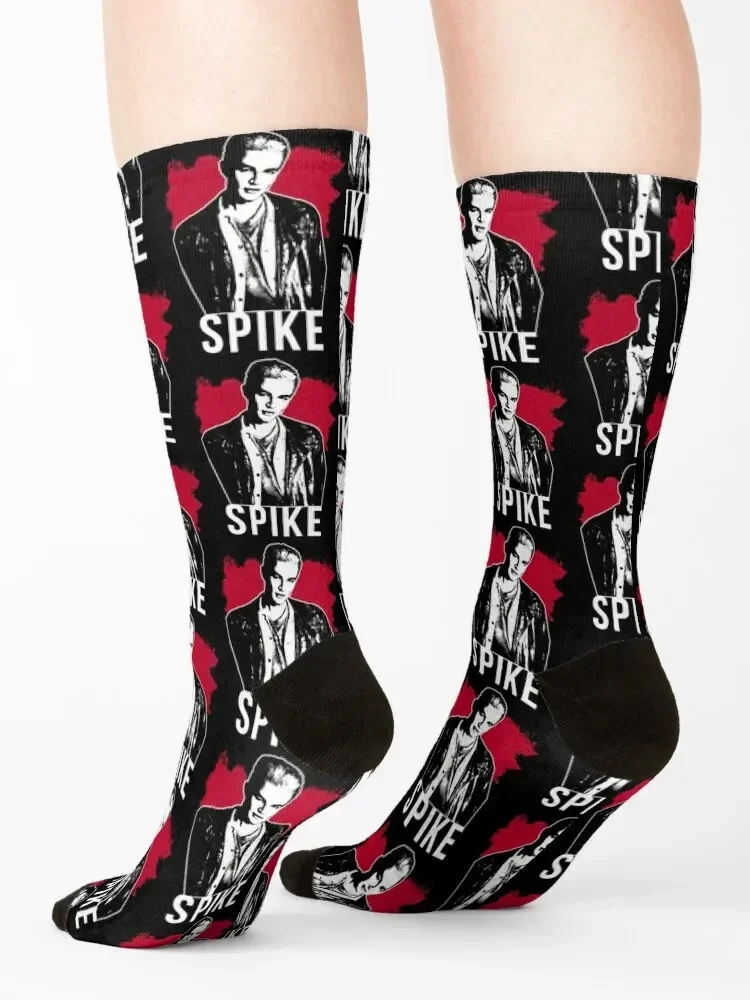 Spike the Vampire - Red with White Text (BtVS) Socks golf sports and leisure hip hop retro Mens Socks Women's