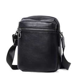 Soft leather Mini Men Bags Boys Fashion Messenger Bag Genuine Leather Crossbody Bag Men Mobile Phone Bags Small Shoulder Bags