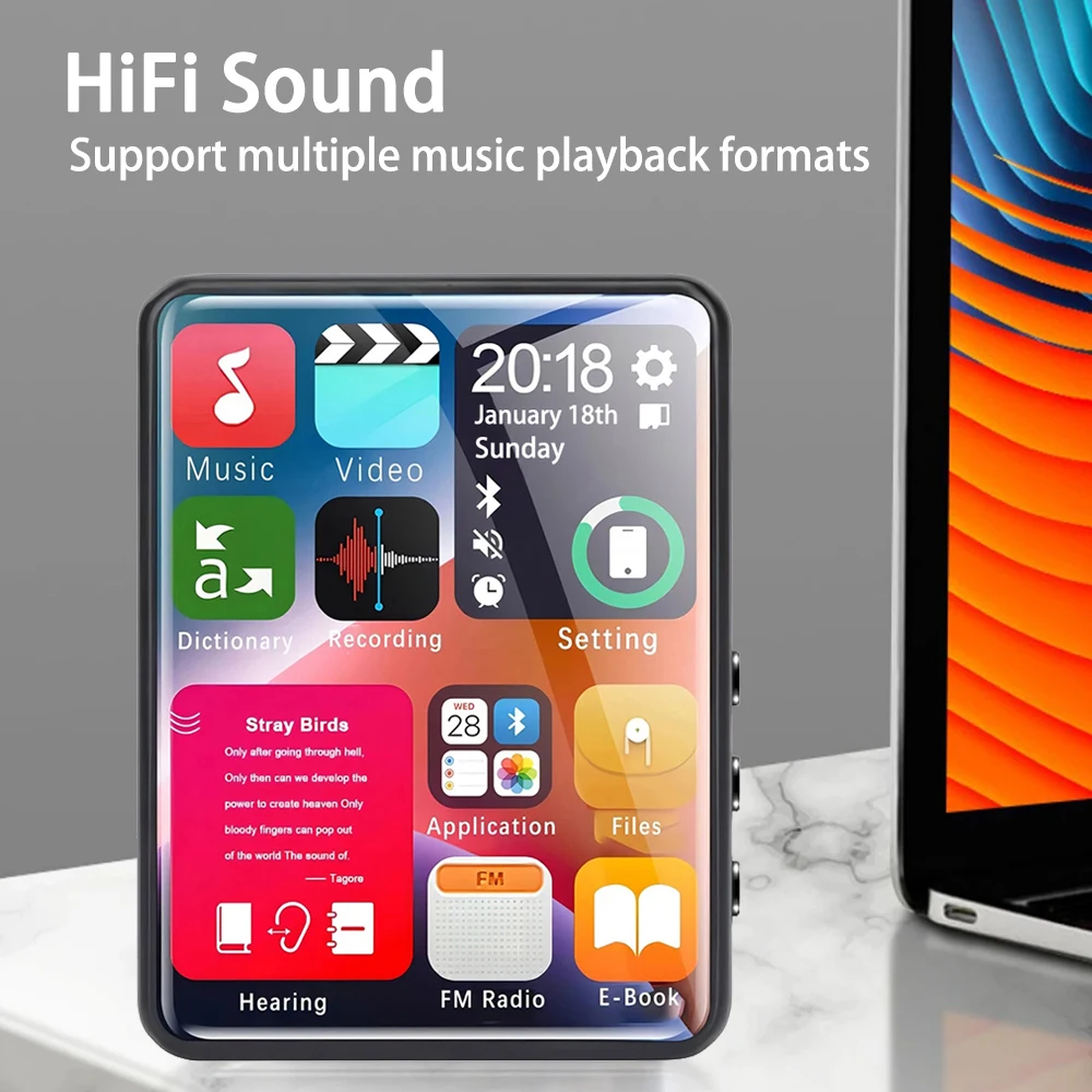 New MP3 Player Bluetooth 5.2 Music Player Built-in Speaker 2.4 Inch Screen Sport Walkman Video Player Support FM E-book Recorder