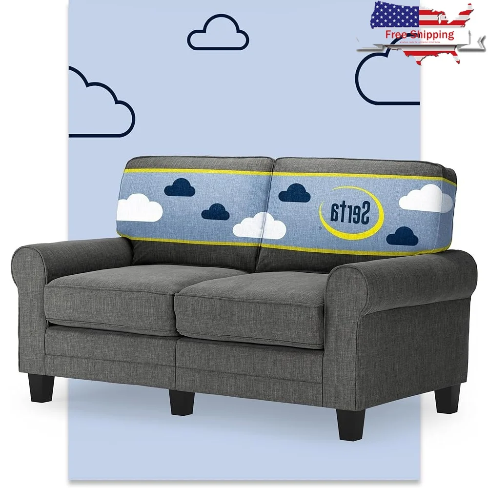 

Copenhagen 61" Rolled Arm Sofa Soft Pillow Back Relaxing Loveseat Compact Design Easy Care Polyester Removable Covers 450lbs