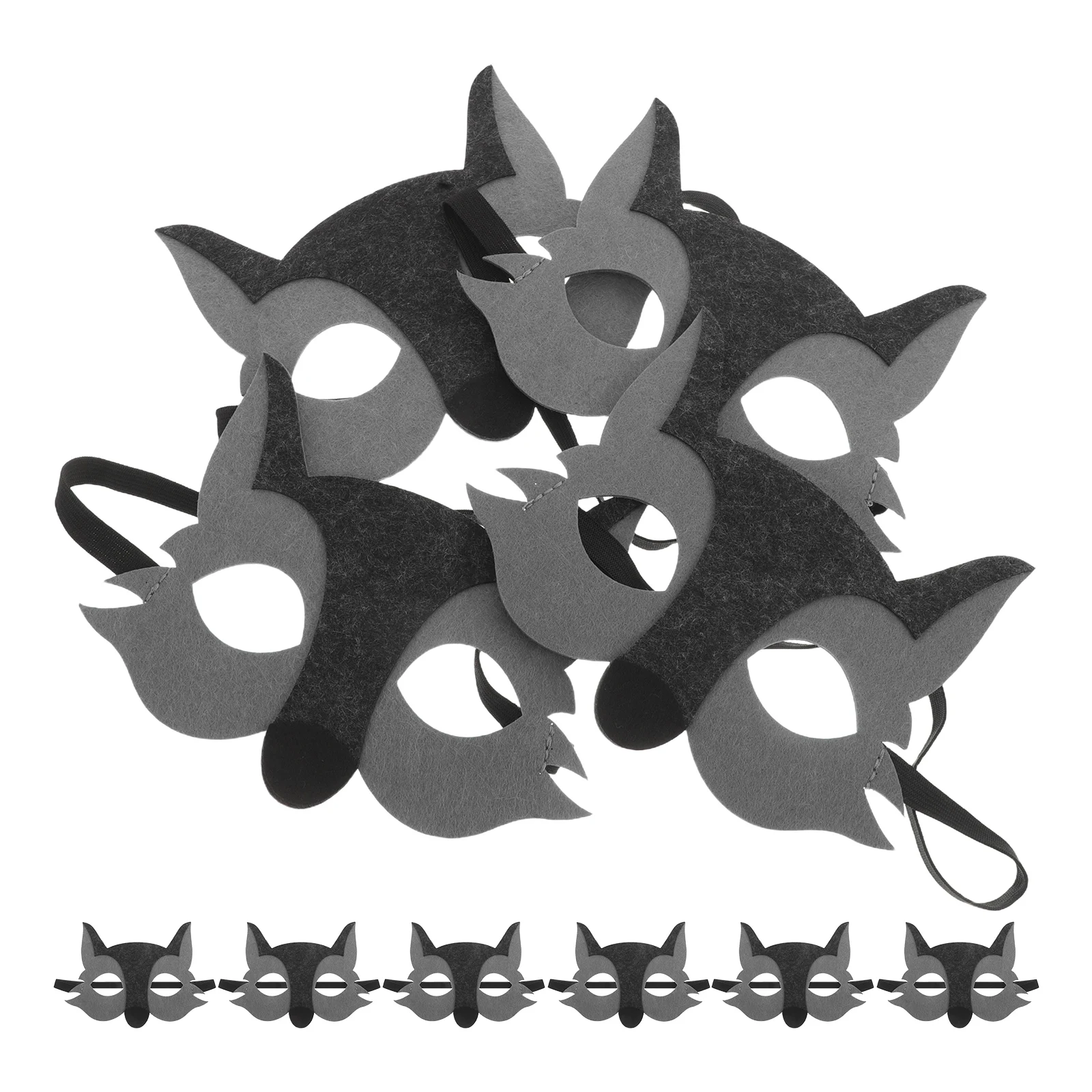 10Pcs Kids Felt Wolf Masks Half Face Cartoon Animal Party Dress Up Masquerade Masks Halloween Supplies Kids Masquerade Mask