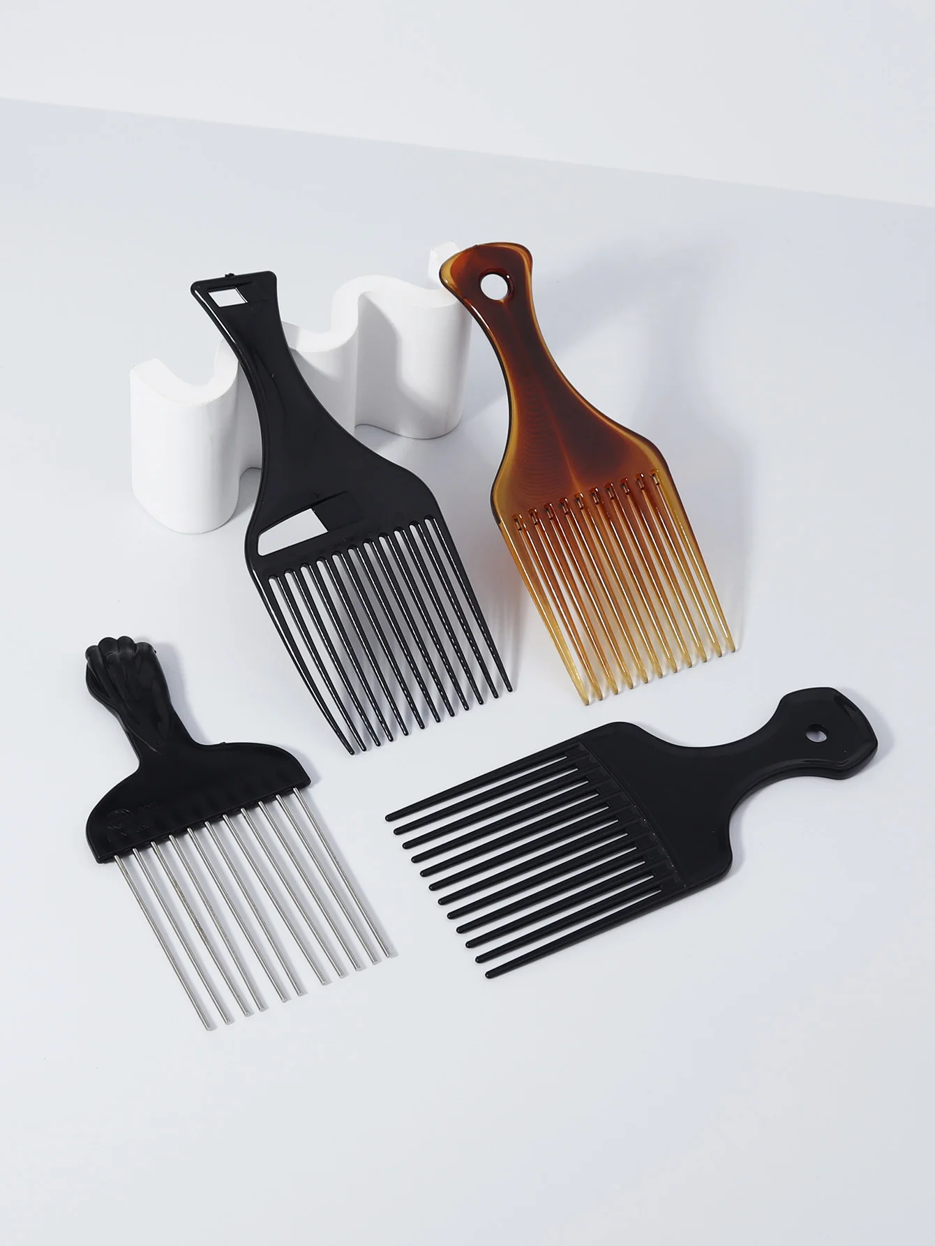 4-teiliges Set afrikanischer Metall-Haarkämme, geeignet für Männer und Frauen, Lockenkämme zum Stylen von lockigem Haar, Haaraccessoires – Detail 3