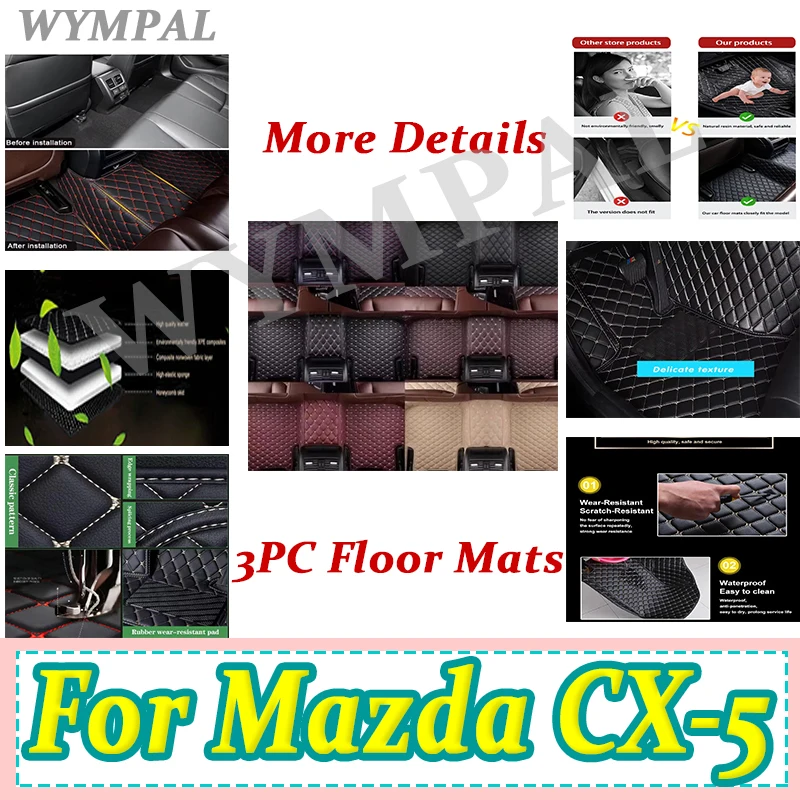 

Luxury Car Floor Mats For Mazda CX-5 CX5 KF 2017~2023 Leather Mat Rugs Carpet Full Set Auto Interior Parts Car Accessorie Pads