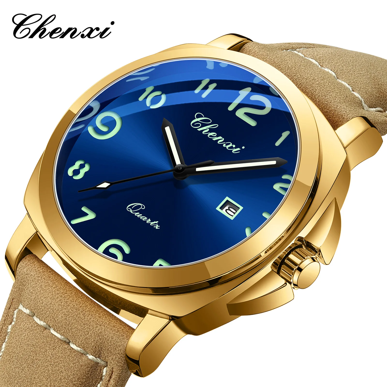 Classic Business Watches For Man Original Luxury Calendar Brown Leather Strap Male Clock Fashion Luminous Quartz Watch CHENXI
