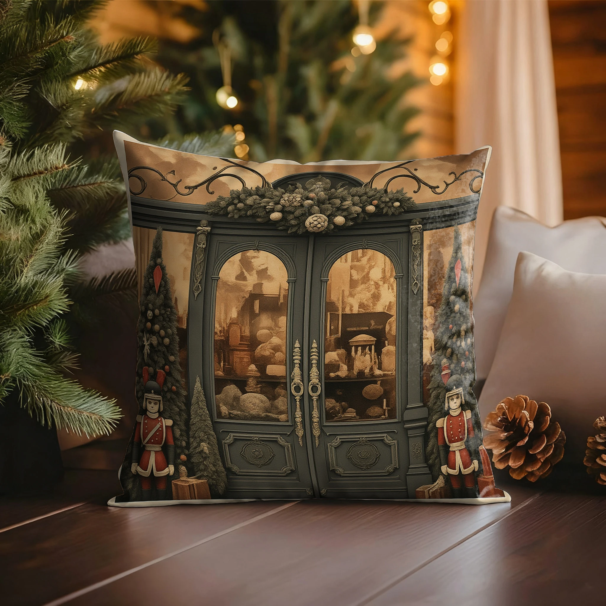 

Christmas-themed Pillow Cover with Cabinet DesignSuitable for sofa car bedroom decorative cushion cover pillow cover