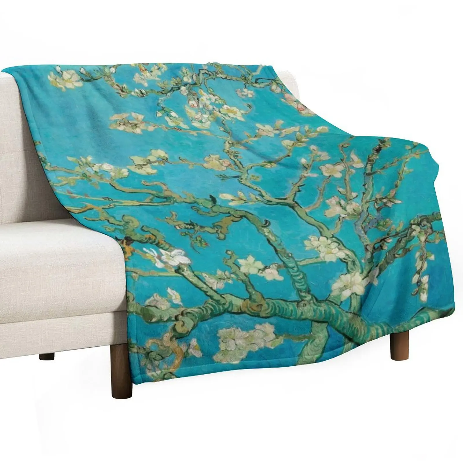 Van Gogh Almond Blossom, 1890 Throw Blanket Shaggy Furry Soft Blanket for Bedroom Living Room