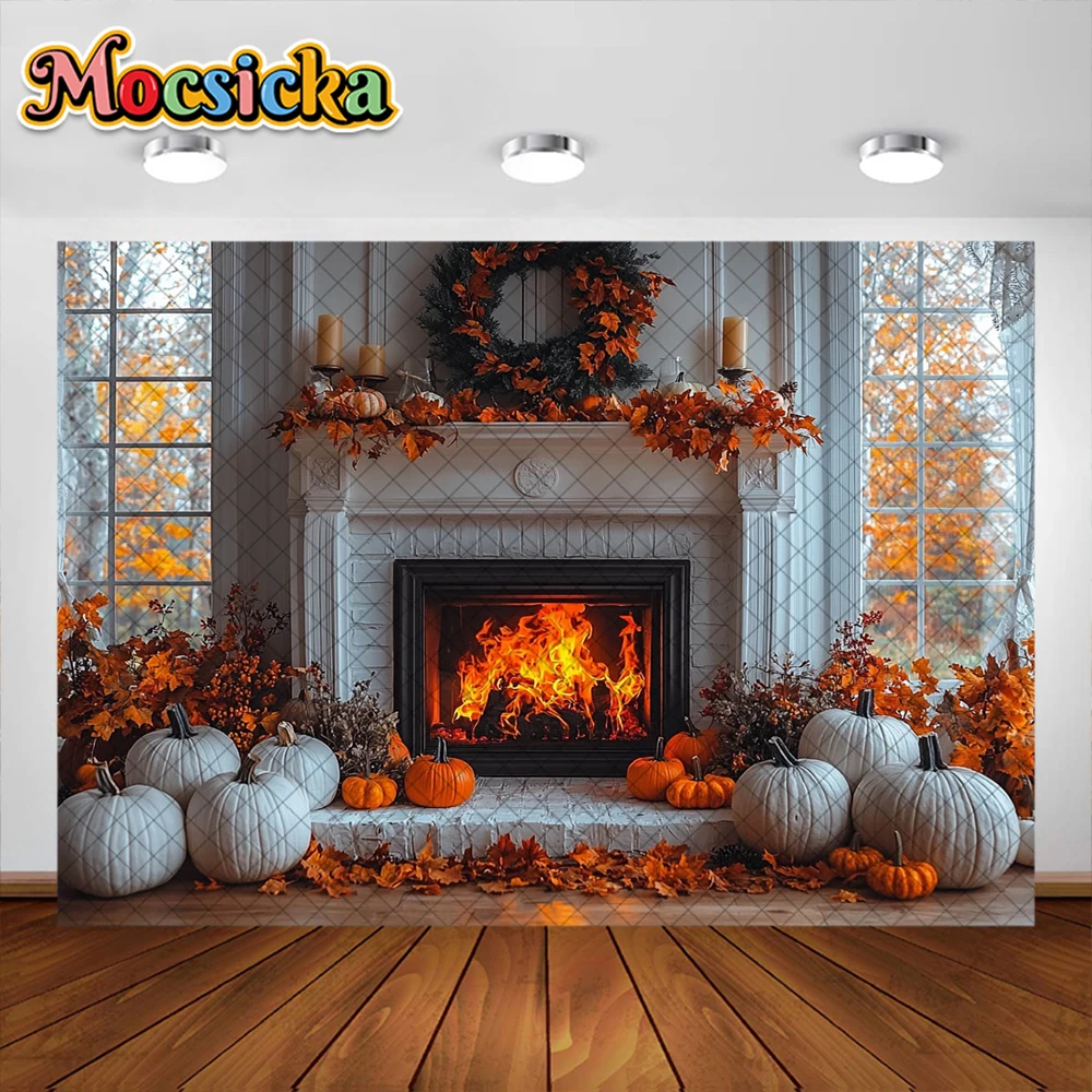 Осенний фон для фотосъемки с тыквой, искусственное украшение для детей, праздничный портретный фон, Фотостудия