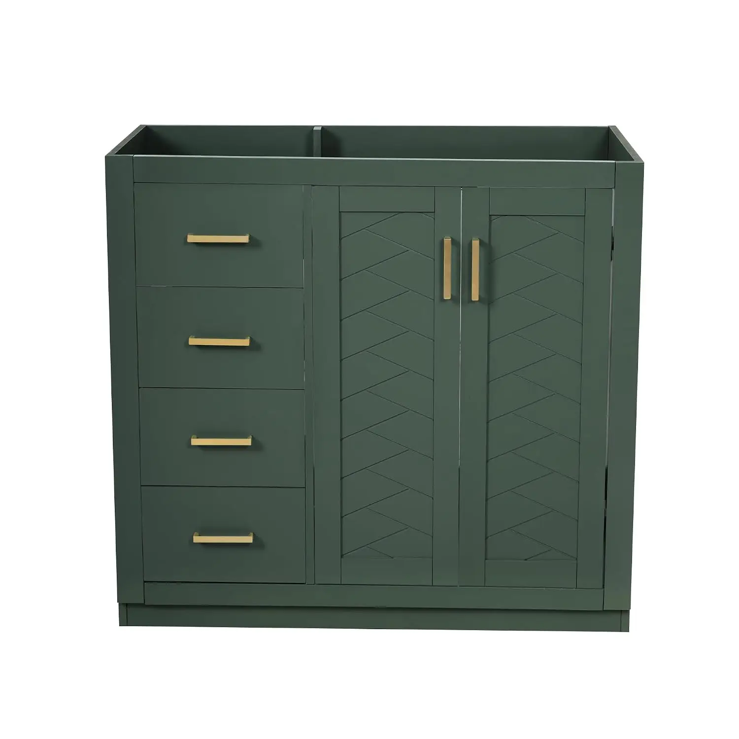 36 Inch Solid Wood Bathroom Vanity Cabinet with 3 Drawers Soft Close Doors Diamond Pattern Storage, Customized