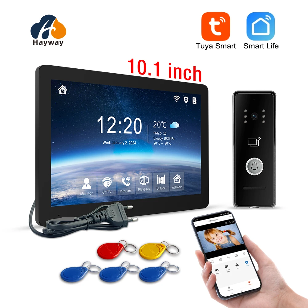 

10 inch video intercom 1080P doorbell for home TUYA app Wireless Wifi Video Doorphone System unlocking, etc