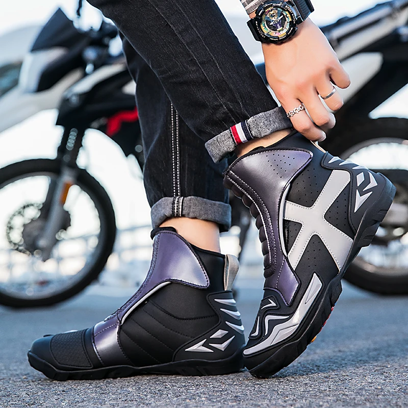 Chaussures de Motocross Anti-ALD, Coussinets Antidérapants, Semelle en Caoutchouc, Bottes de Protection, Accessoires de Moto