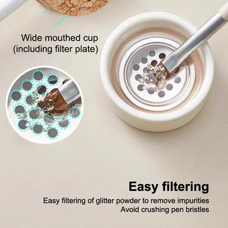 

Nail Brushes Washing Cup Ceramics Nail Brush Cleaner Dappen Dish With Wooden Lid Stainless Steel Mesh Filter Cup Nail Tool