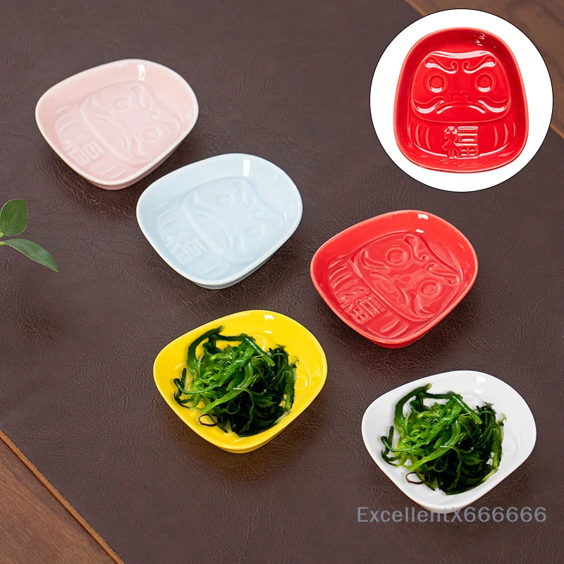 

Japanese Ceramic Daruma Sauce Dish Seasoning Dish Small Plate Cone Incense Tray Cone Insences Burner Holder Home Desk Decor