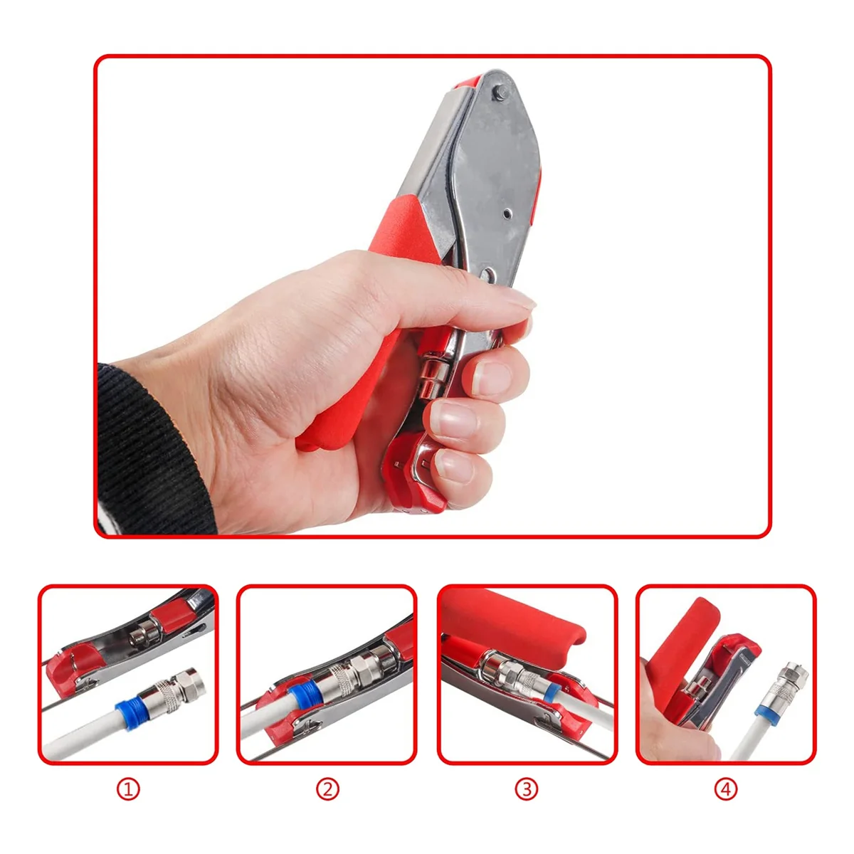 Coax Cable Crimper Kit Tool for RG6 RG59, Coaxial Compression Tool Kit with 15Pcs F RG6 RG59 Connectors