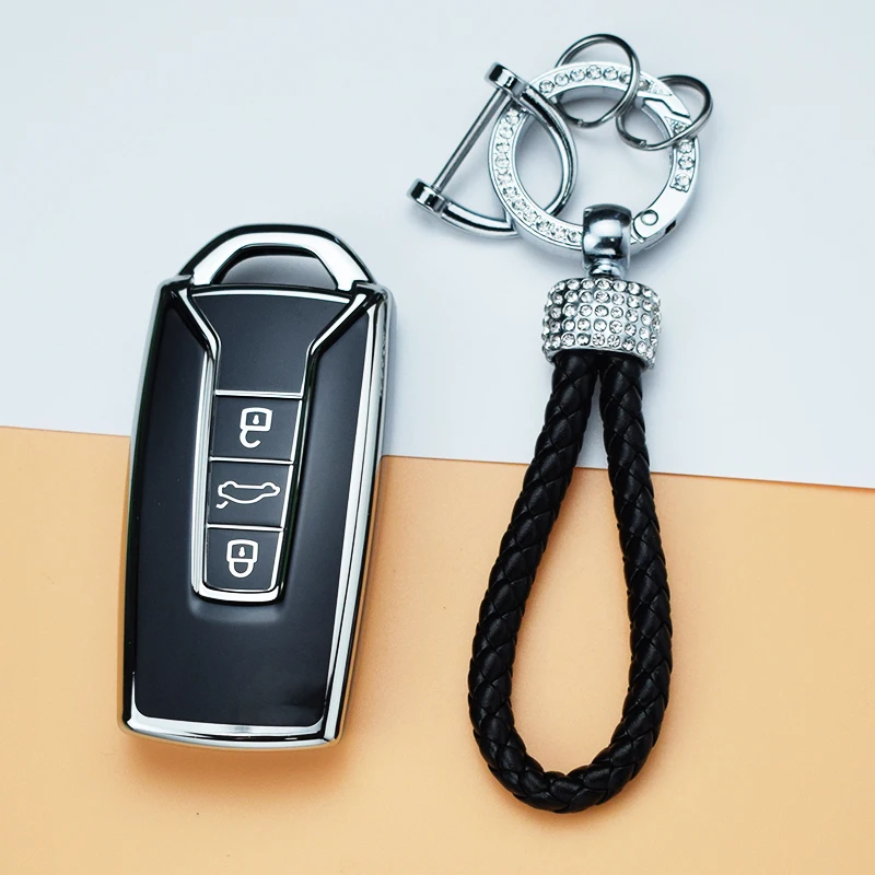 High Quality Soft TPU Car Key Case Cover for Vw Volkswagen Touareg 2019 2020 2021 2022 Shell Fob Ring Keychain Protector