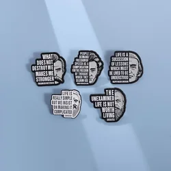 The Unexamined Life Is Not Worth Living Philosophy Enamel Pin Philosopher Classic Quote Brooch Lapel Metal Badge Jewelry Gifts