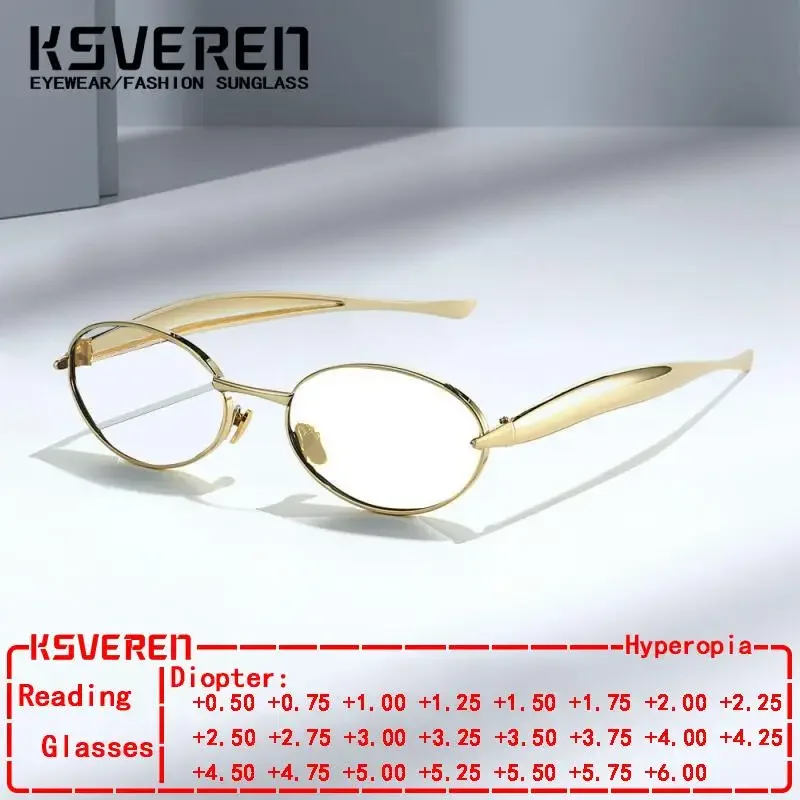 

Men Women Blue Light Blocking Small Frame Reading Glasses Alloy Presbyopic Eyeglasses Clear Lens Prescription Optical Glasses