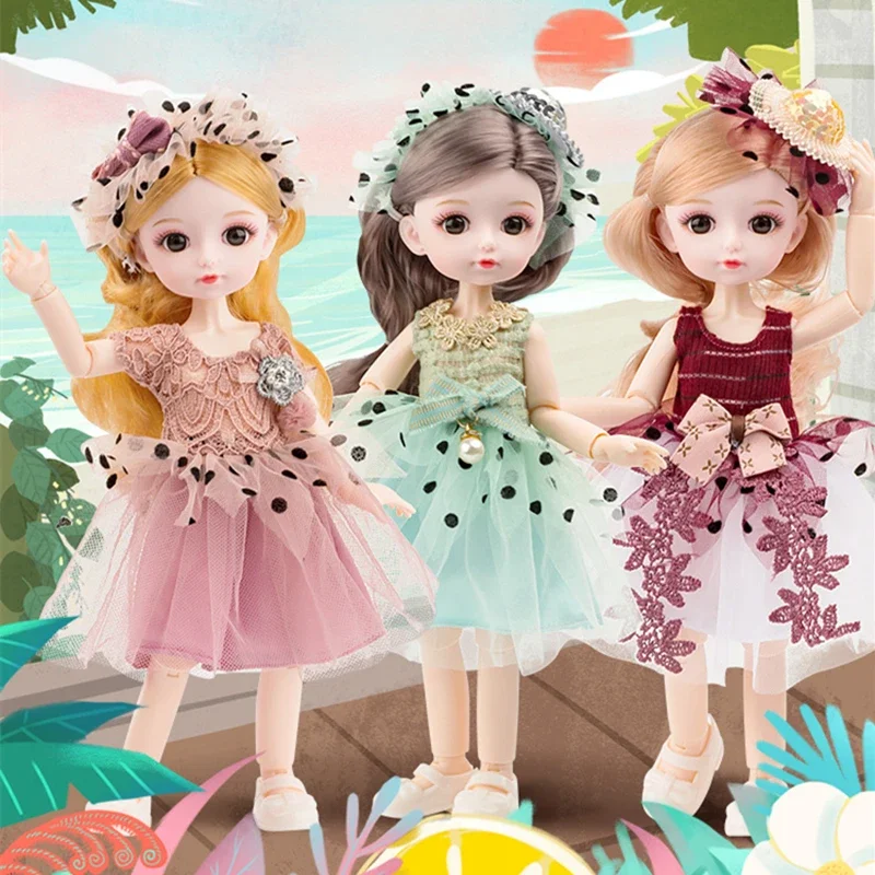 

New 26cm 10 Inch BJD Doll 13 Movable Joints Makeup 3D Brown Eyes Dress Up Dolls with Fashion Clothes Toy for Girls Gift