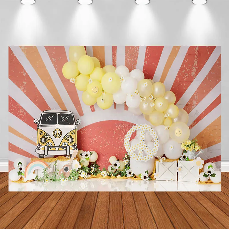 

LS Photography Background Arch Balloon White Steering Wheel Car Flower Decor Birthday Kids Portrait Photo Backdrop Studio