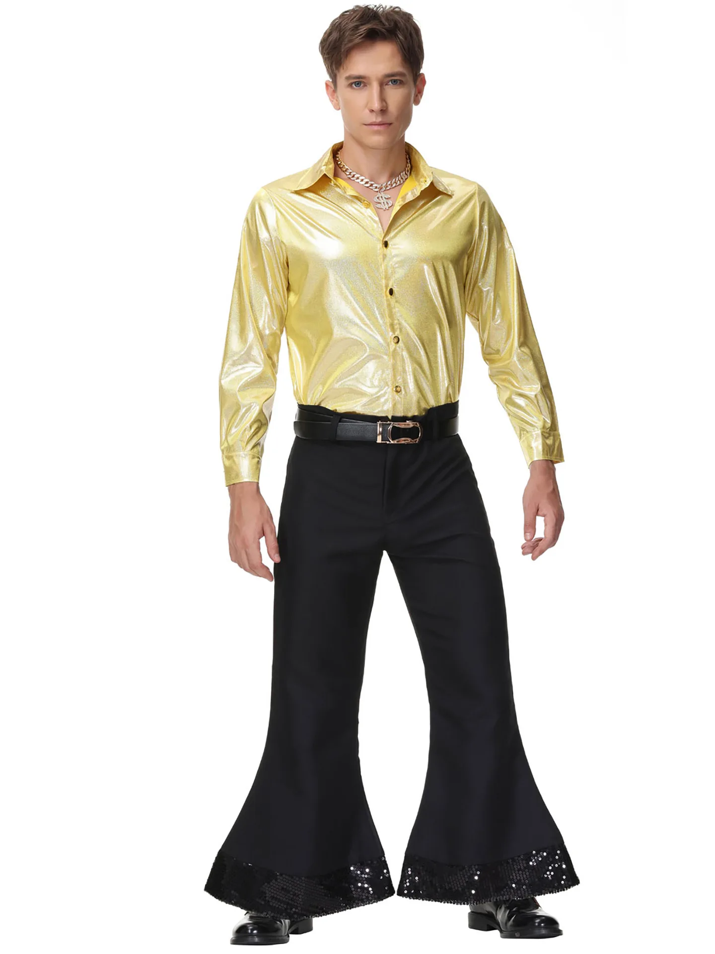 

MXL Music Festival 70s Retro Disco Performance Costume Men's Party Outfit Halloween Hip Hop Show Costume Stage Performance Wa...