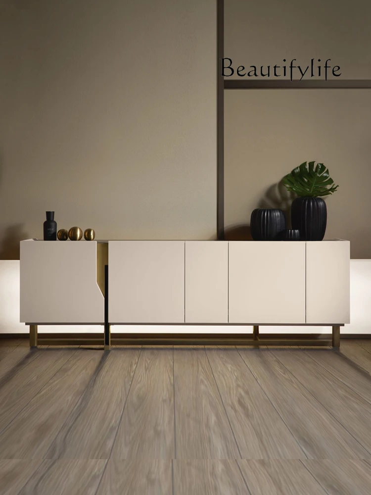 Italian Minimalist Rock Board TV Cabinet Modern Minimalist Light Luxury Style Living Room Fashion Locker High