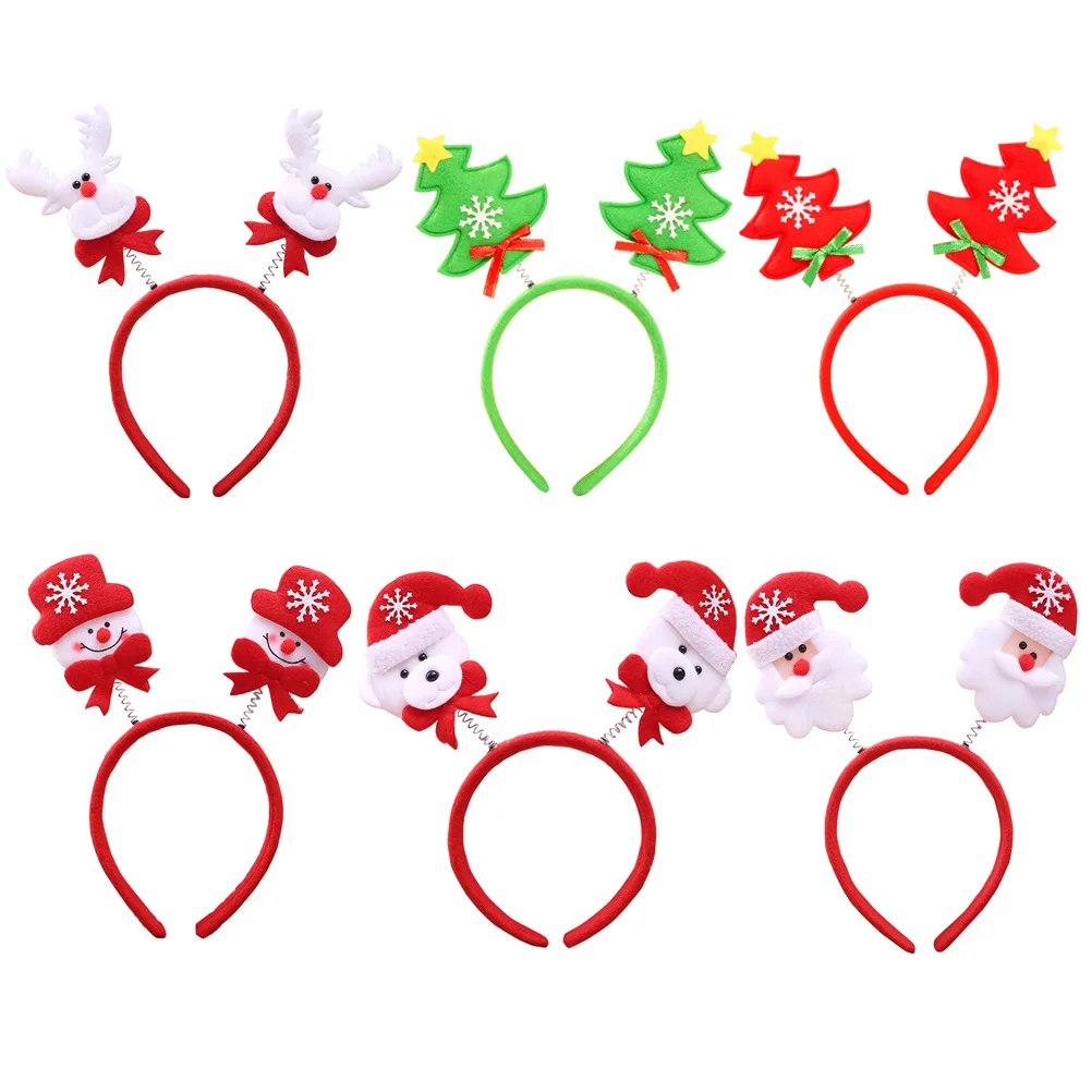 6Pcs Christmas Hairbands Headwear Kit Vibrant Colors Fade Resistant Lightweight Stretchy Comfortable for Adults Festive