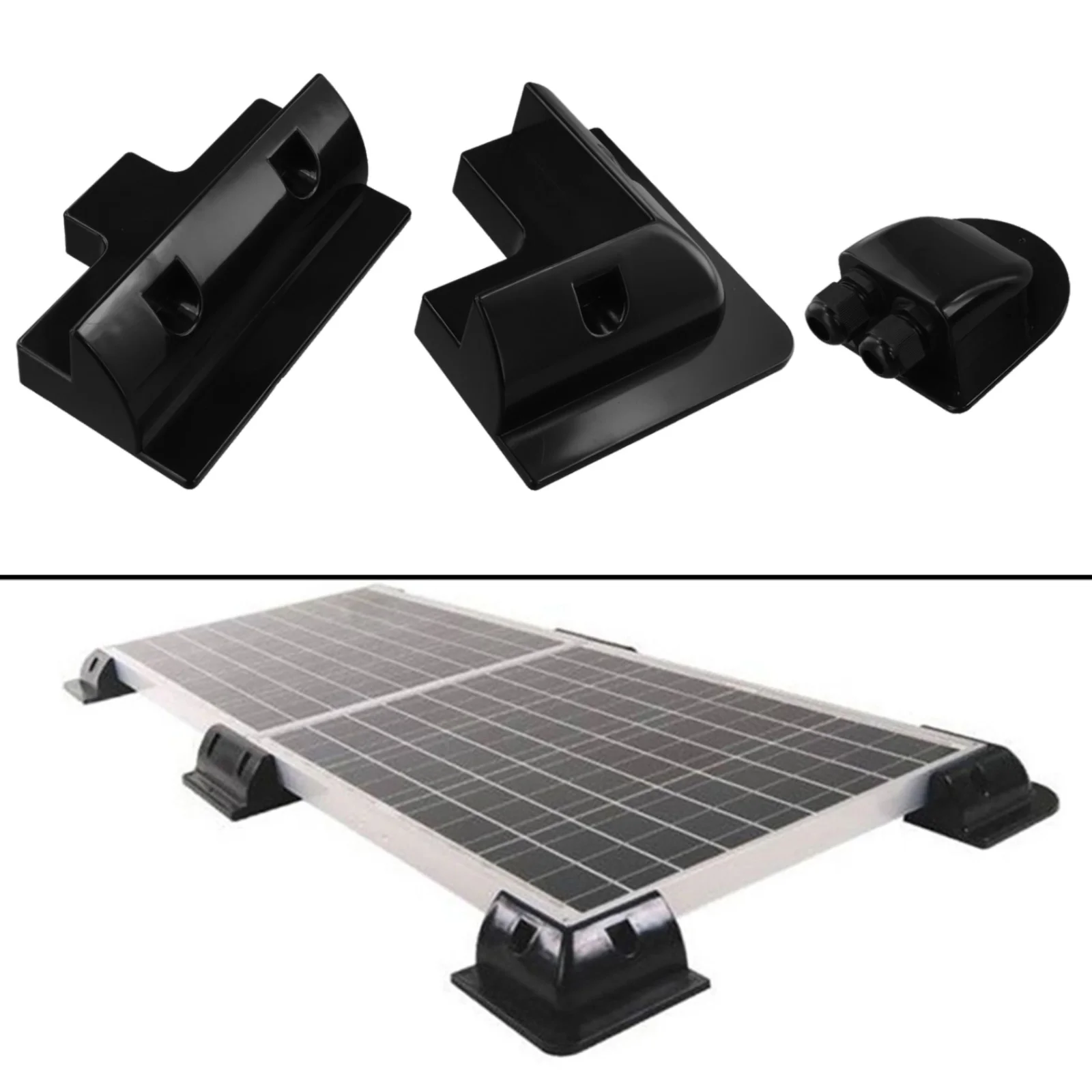 ABS Solar Panel Brackets Black Solar Panel Mount Easy Installation Long-lasting Support Compatible With 20W-200W Panels