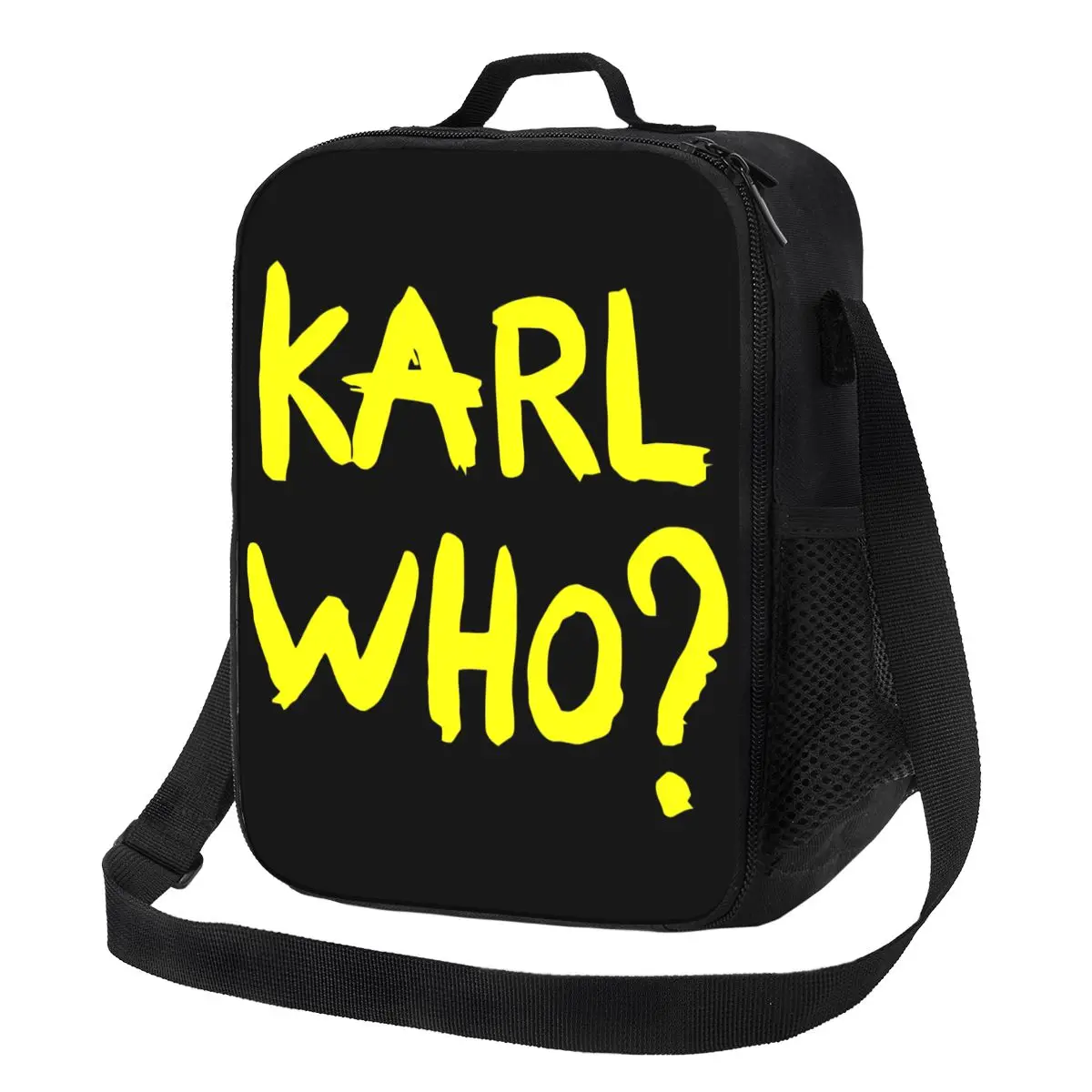 Yellow Karl Who Slogan Thermal Insulated Lunch Bags Women Resuable Lunch Tote for Work School Travel Storage Bento Food Box