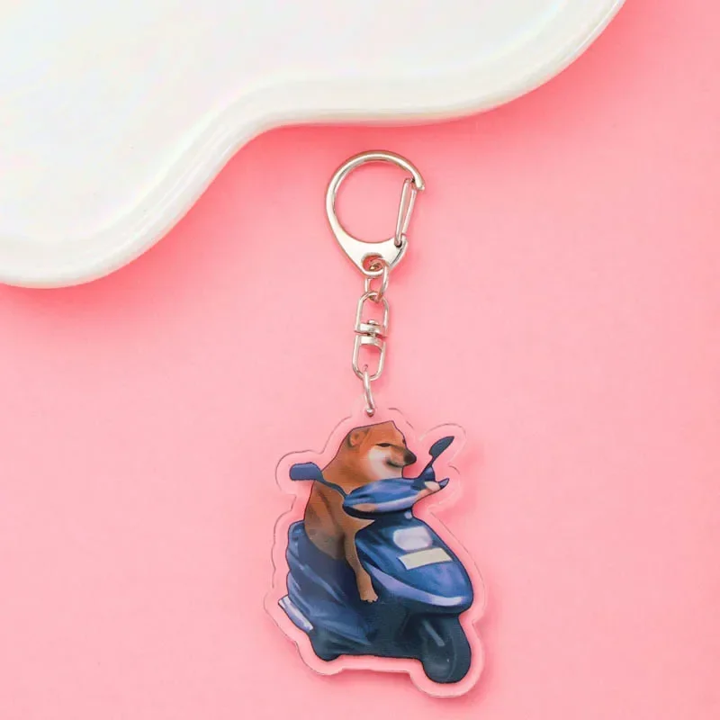 Shiba Inu Super Cute Interesting Emoticon Acrylic keychain Dog accessaries Cartoon Bag Pendant Charm Funny Keyring Friends Gifts