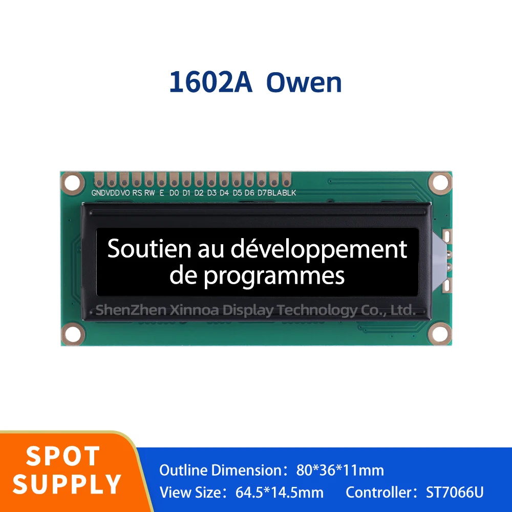 

Support Scheme Development 02X16 LCD Controller ST7066U 80X36X11MM BTN Black Film European 1602A Character LCD Display Screen