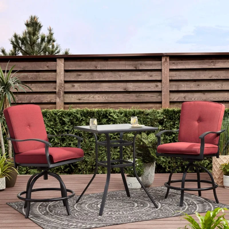 Belden Park 3-Piece High Bistro Set - Red,long wear & durability,rust-resistance,Seats 2 people