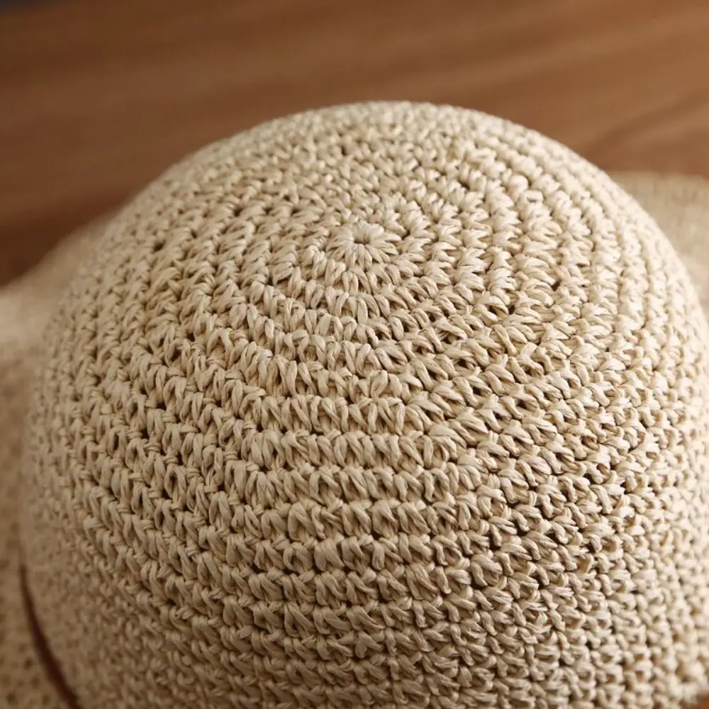 Fashion French Style Bow Straw Hat Wide Brim Beach Folding Straw Hats Travel Spring Summer Women's Sun Hat Girls
