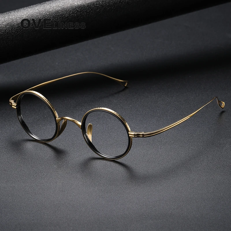 Acetate Titanium Glasses Frame Men women Vintage Round Prescription myopia Eyeglasses frames Optical Spectacles Korean Eyewear