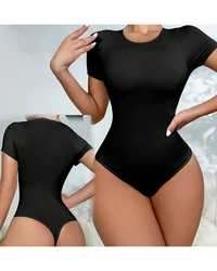 Bodysuit Women 2025 Spring Round Neck Short Sleeve Bodysuit Shapewear Tummy Control Bodyshaper Butt Lifting Thong Body Shaper