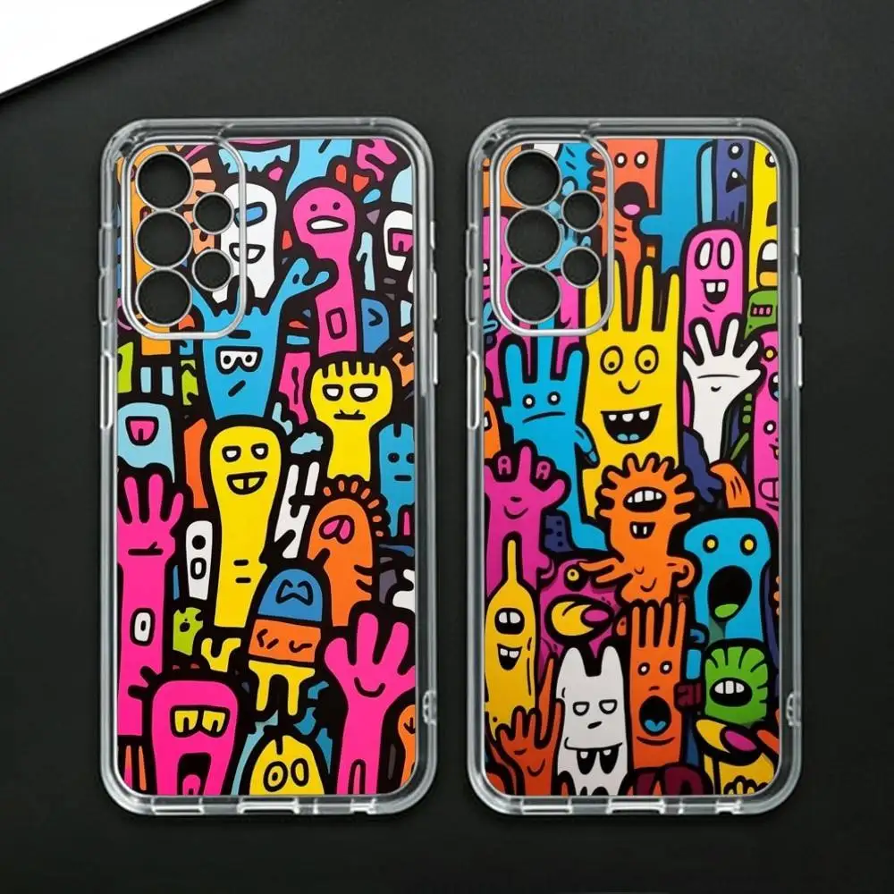 Cartoon Graffiti  Phone Case For Samsung Galaxy A71,A70,A52,A51,A40,A30 Transparent Cover