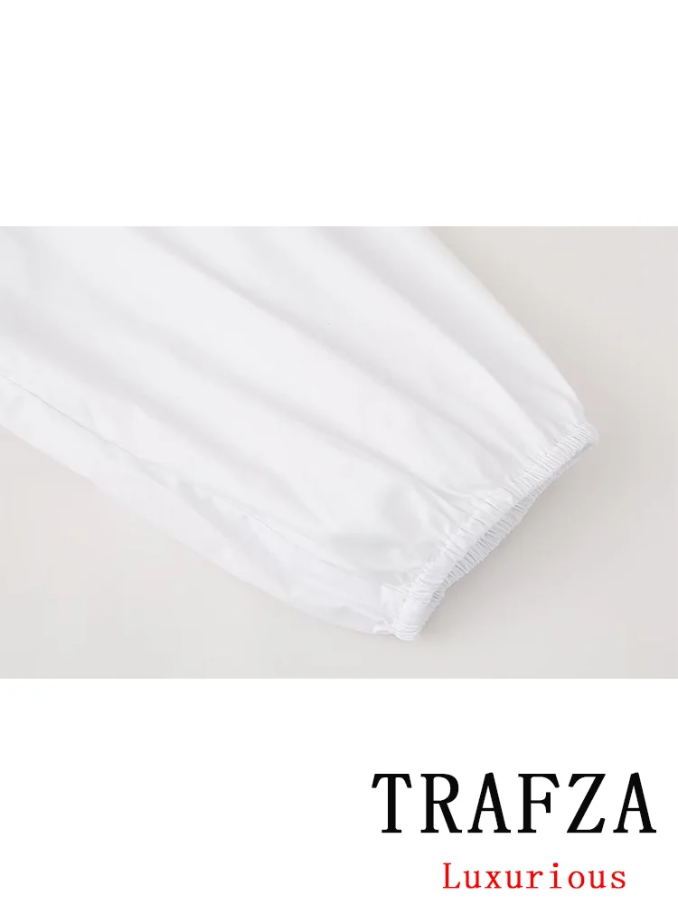 TRAFZA-Blusa sólida chique vintage feminina, manga comprida, camisas soltas, casual, elegante, feriado, nova moda, primavera, 2022