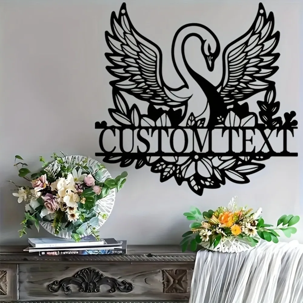 

Custom Swan - Shaped Metal Wall Decal Personalized with Name Matte Black Home Garden Door Party Decor Gift Wall Sculpture