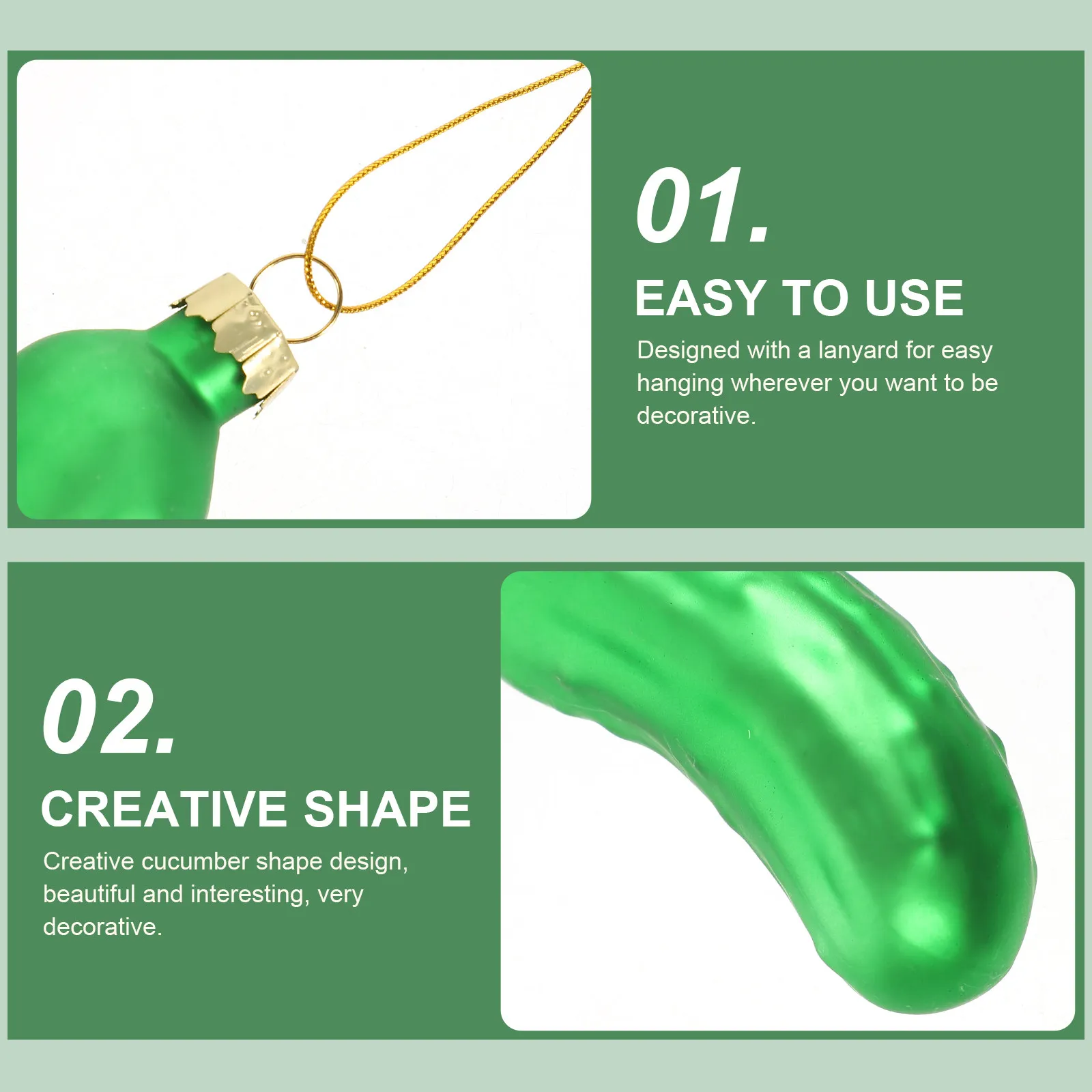 Glass Cucumber Xmas Pendants Sturdy Break Resistant Tree Hanging Ornaments with Loop Rope Christmas Decor for Living Room Office