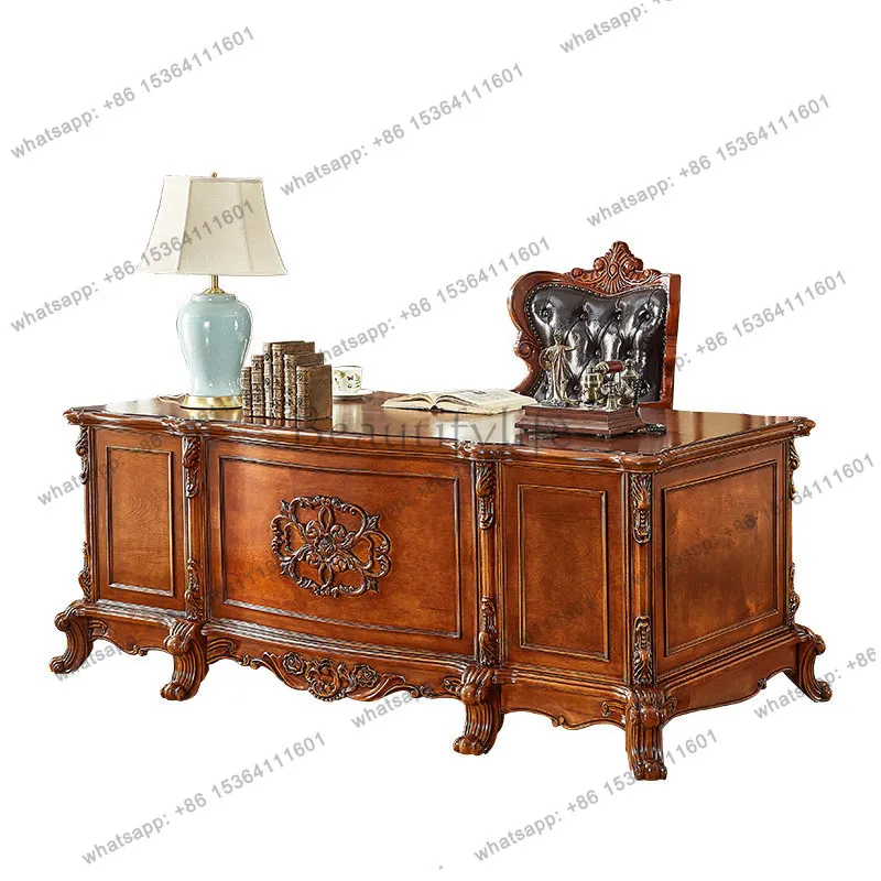 

American retro desk villa study solid wood writing desk luxury computer desk