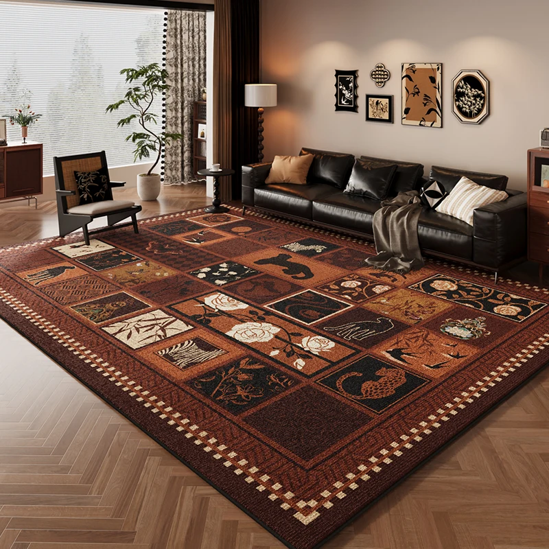 VIKAMA Antique Living Room Loop Pile Carpet Dirty Resistant Living Room Sofa Coffee Table Bedroom Bedside Rugs Home Decoration