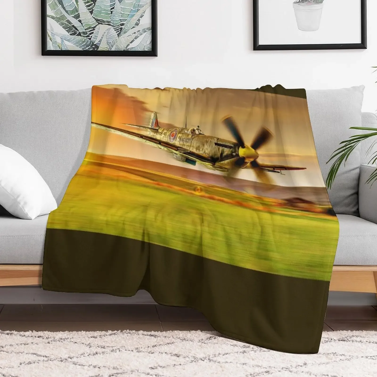 Spitfire Flying Low 01 Throw Blanket Sofa Quilt Luxury Throw Blankets