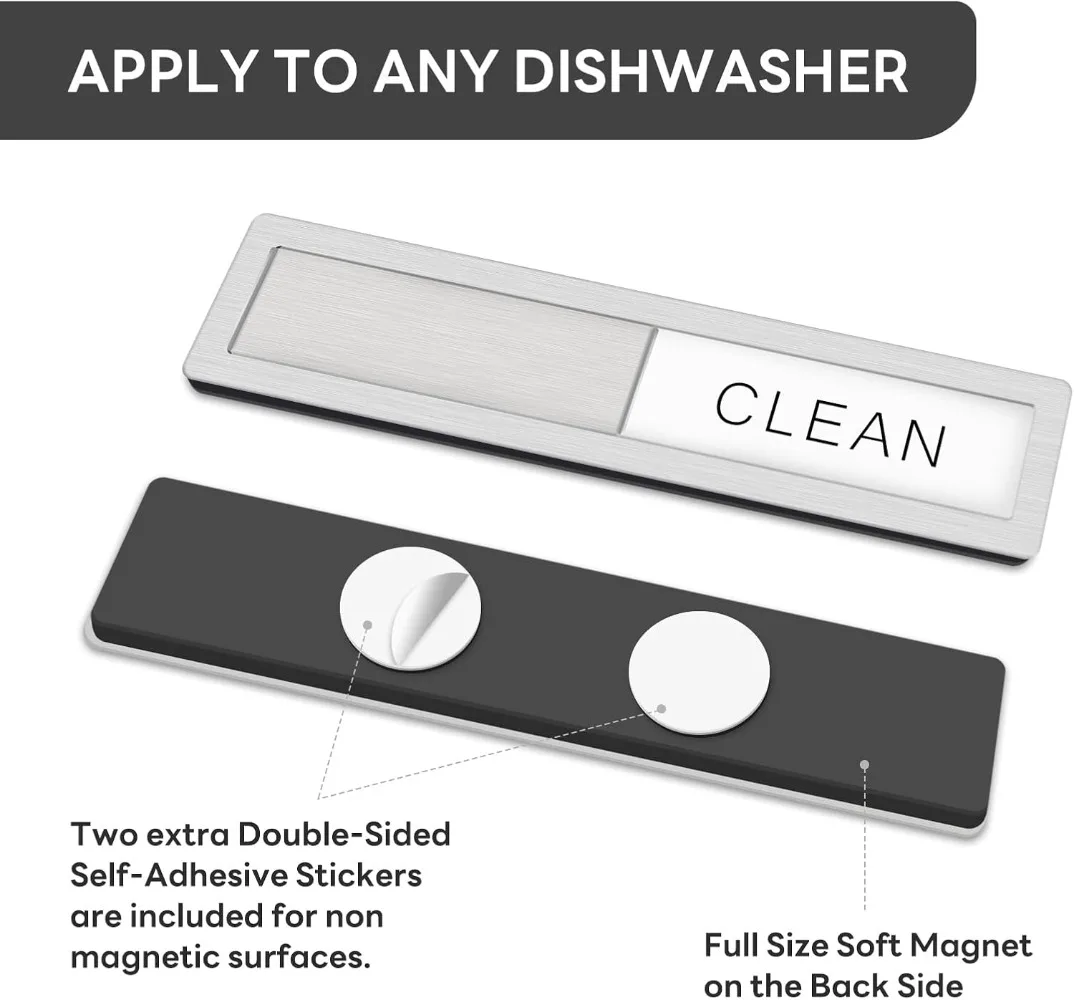 Stainless Steel Dishwasher Magnet – “Clean/Dirty” Sign, Strong Non-Scratch Kitchen Accessory