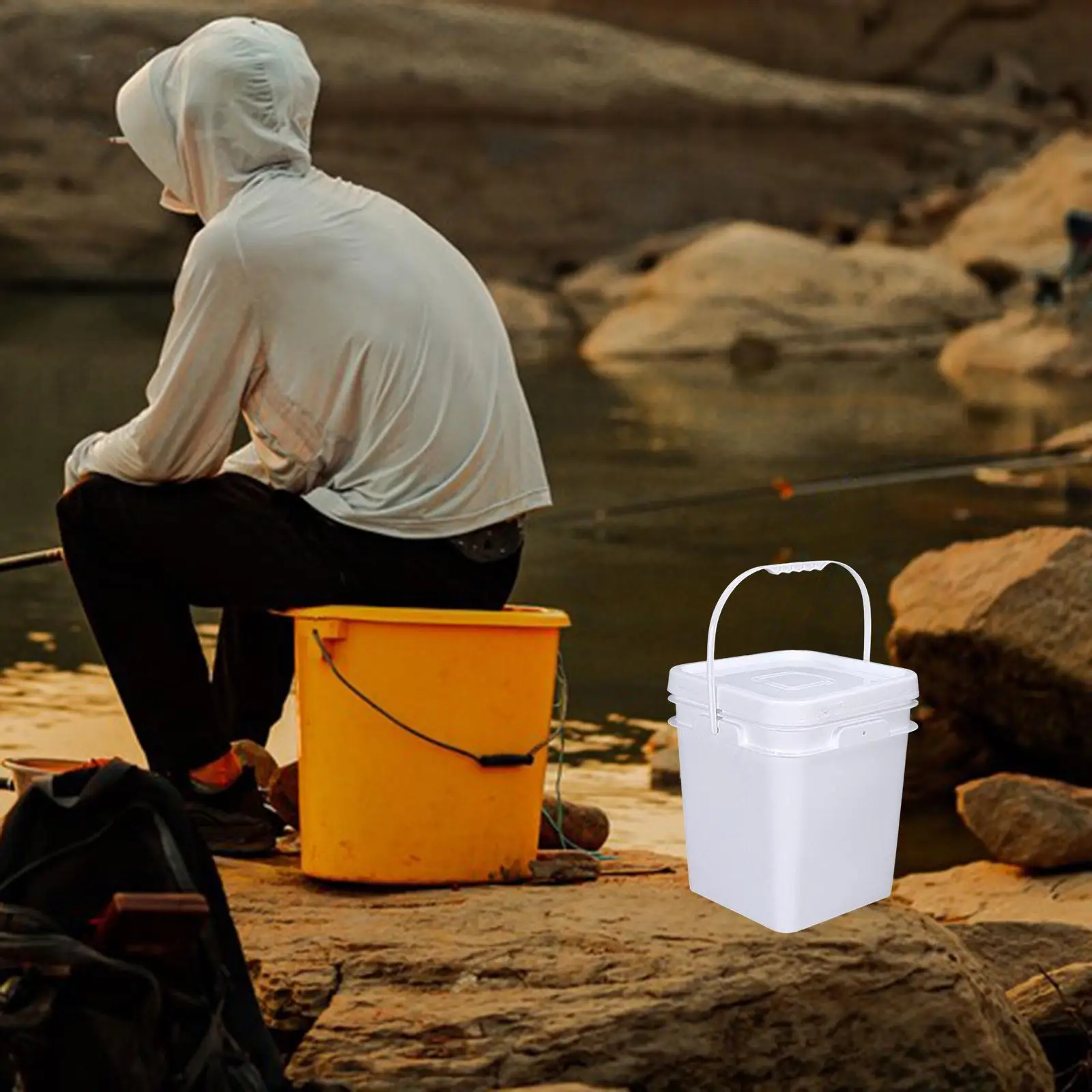 Square Bucket Empty Paint Can Lightweight Convenient Heavy Duty with Lid Paint Bucket Food Storage Container for Water
