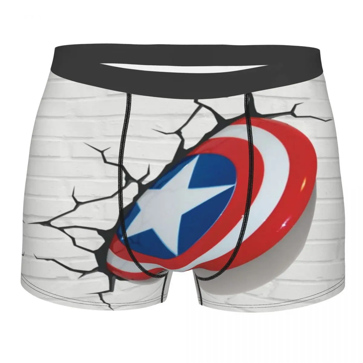 

Мужское нижнее белье с изображением Капитана Америки, дышащие трусы-боксеры, мягкие трусы для мужчин