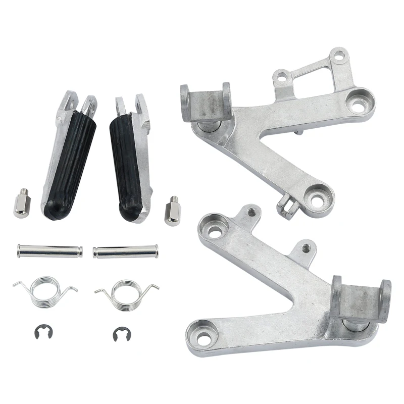 

Motorcycle Front Footrests SET Foot pegs For Honda CBR400 NC29 1990-1997 1996 1995 94 93 92 91 Silver/Black