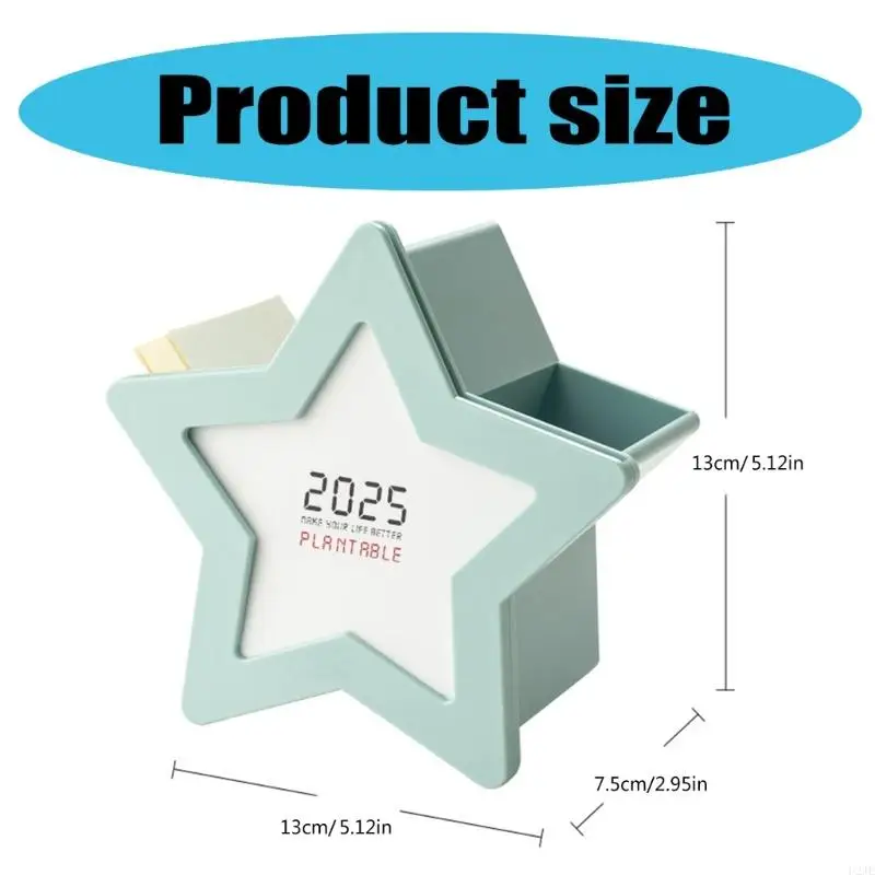 حامل القلم U2JE مع 2025 التقويم 5x3x5inch منظمي القلم مكتب متعدد الوظائف